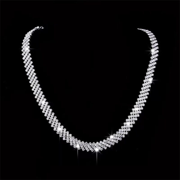 Bridal Jewelry Suit Shining Full Diamond Bright Necklace Earrings - Image 2