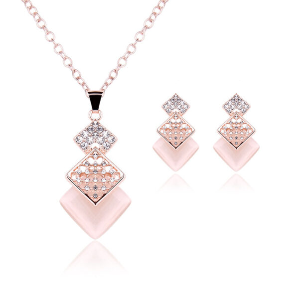 Rose Gold Jewelry Fashion Set Black Gems - Image 4