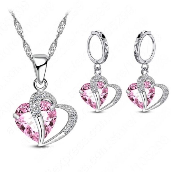 Heart-shaped Earrings Necklace Jewelry Set Decorations Wedding - Image 8