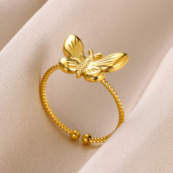 Hearts Butterfly 8K Gold Plated Stainless Steel Ring Hearts Butterfly - Image 7