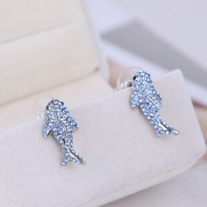Light Blue Diamond Exquisite Small Shark Fashion Stud Earrings
