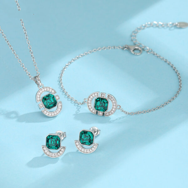 Necklace S925 Sterling Silver Square Jewelry Set - Image 3