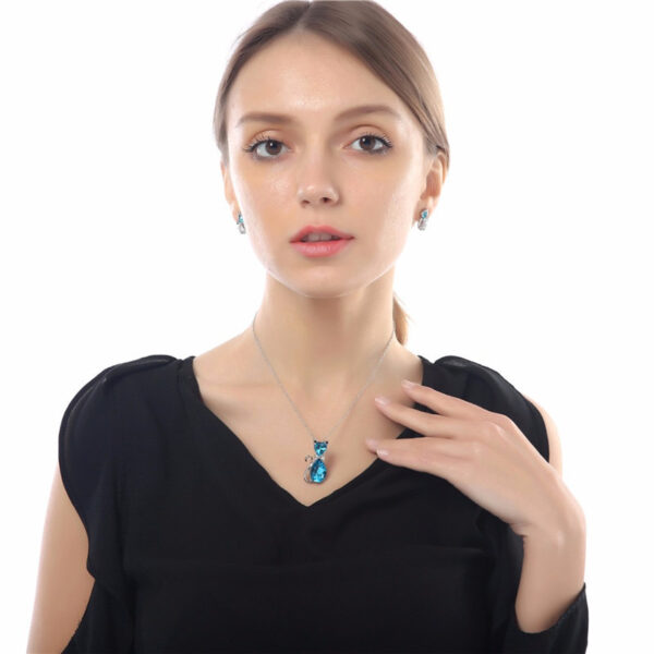 Jewelry Set Austrian Crystal Cute Bow Kitten - Image 4