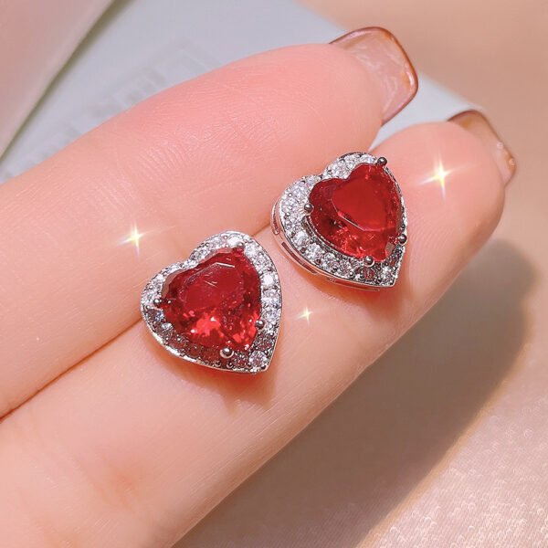 Garnet Ring Pendant Stud Earrings Three Piece Jewelry Set - Image 5