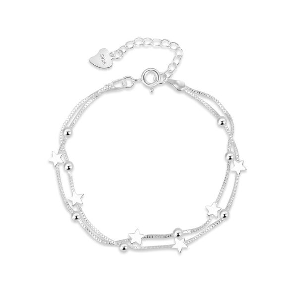 Silver-plated Star Bracelet Women's Fashion Double Layer - Image 5