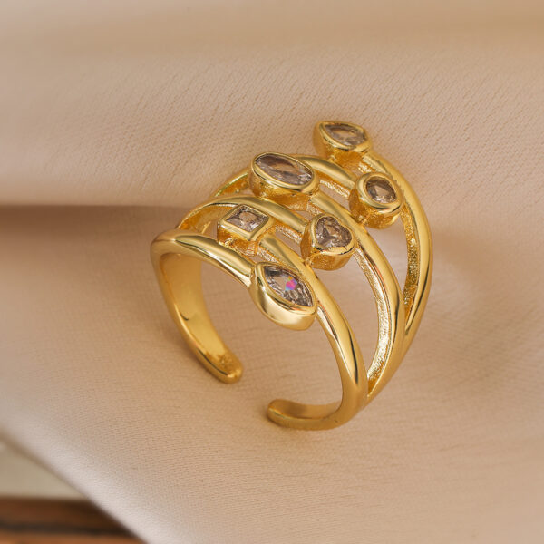 18K Gold Zircon Irregular Geometric Ring - Image 8