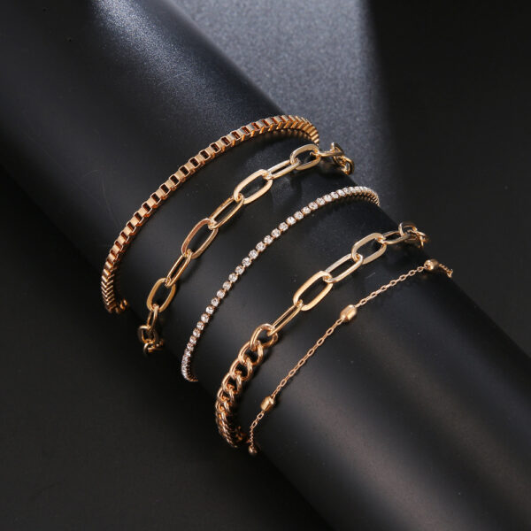 Chain Buckle Circle 5-Piece Bracelet Jewelry Set Bracelet - Image 2