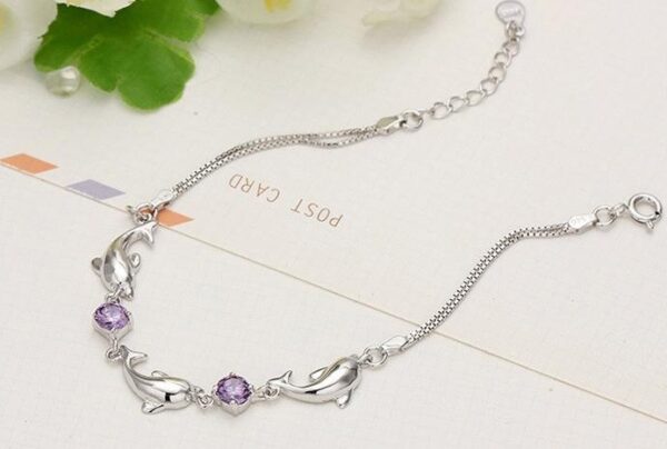 Trendy Women 925 Silver Bracelets Accessories Top Quality Crystal Dolphin Lady Jewelry Fashion  Jewelry - Image 2