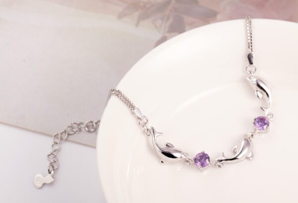 Trendy Women 925 Silver Bracelets Accessories Top Quality Crystal Dolphin Lady Jewelry Fashion  Jewelry - Image 4