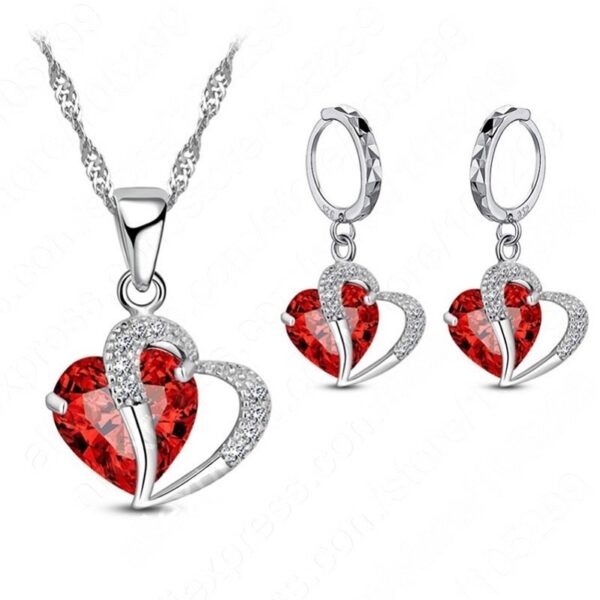 Heart-shaped Earrings Necklace Jewelry Set Decorations Wedding - Image 6