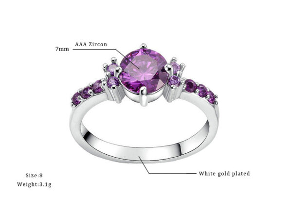 CiNily Violet Filled Finger Rings With Stone Silver Plated Purple Lilac Luxury Summer Fully-Jewelled Woman Girls - Image 2