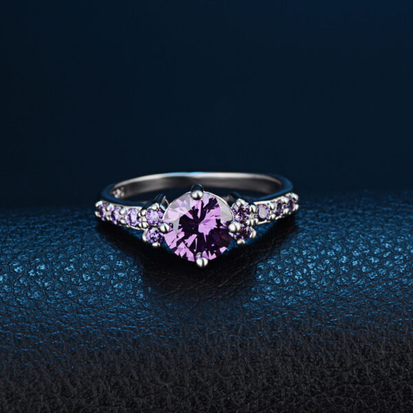 CiNily Violet Filled Finger Rings With Stone Silver Plated Purple Lilac Luxury Summer Fully-Jewelled Woman Girls - Image 3