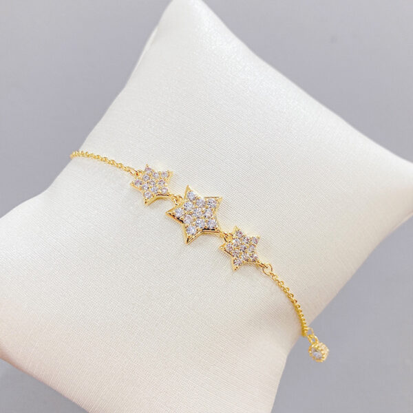 Micro-Inlaid Zircon Five-Pointed Star Bracelet Female Korean Version Of Sweet Temperament Bracelet - Image 2