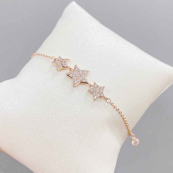 Micro-Inlaid Zircon Five-Pointed Star Bracelet Female Korean Version Of Sweet Temperament Bracelet - Image 4