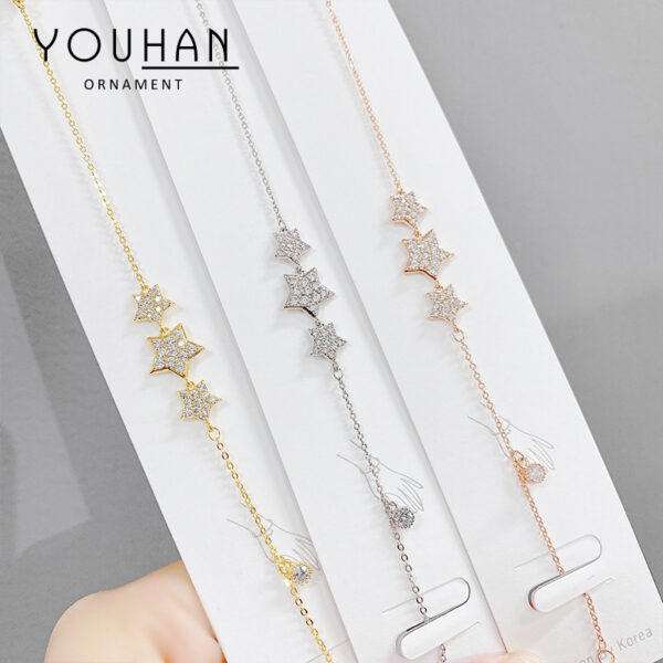 Micro-Inlaid Zircon Five-Pointed Star Bracelet Female Korean Version Of Sweet Temperament Bracelet - Image 5