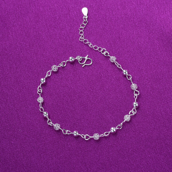 Silver 925 Fashion Silver Jewelry Hollow Beads Anklet for Women - Image 4