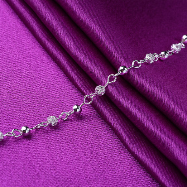 Silver 925 Fashion Silver Jewelry Hollow Beads Anklet for Women - Image 2