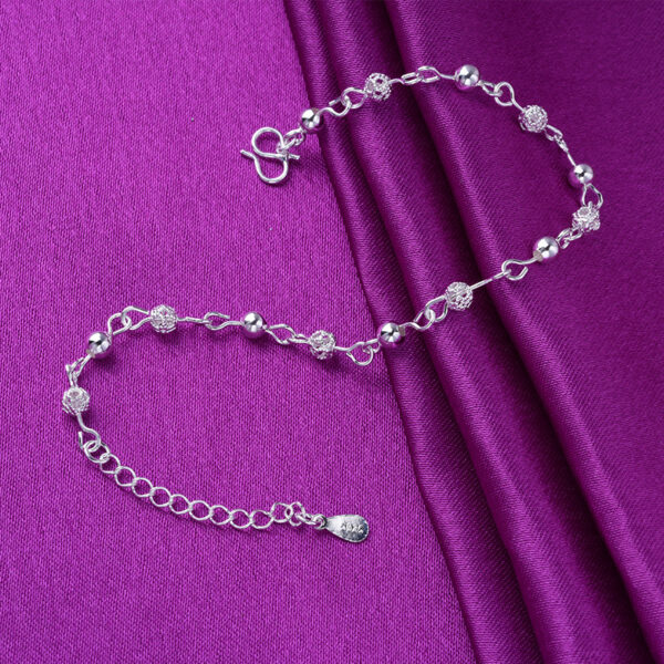 Silver 925 Fashion Silver Jewelry Hollow Beads Anklet for Women - Image 3