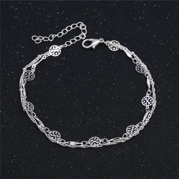 Silver Hollow Anklet Clip Bead Jewelry - Image 5