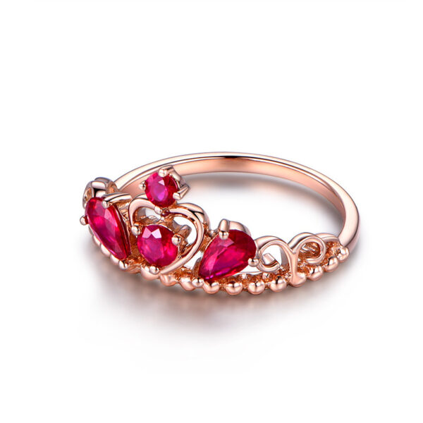 Crown Temperament Simulation Rose Red Tourmaline Colored Gemstone Ring - Image 10