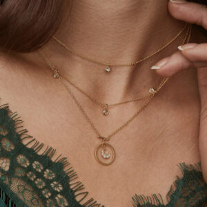 Tocona Bohemian Antique Gold Circle Moon Rhinestone Pendant Chokers Necklaces