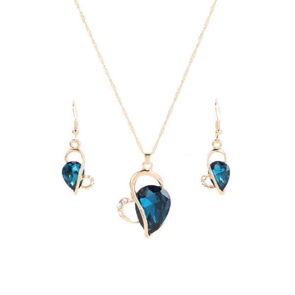 Crystal Love Jewelry Set Necklace Earrings Jewelry Small Pendant - Image 2