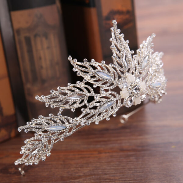 Exquisite Bridal Headband Headdress Handmade Rhinestone Leaf Bridal Crown - Image 3