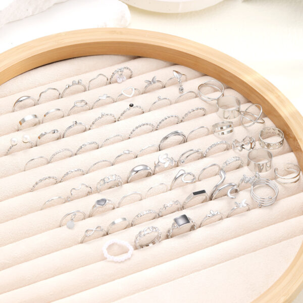 69-piece Set Pearl Simple Leaves Hollow Out Love Heart-shaped Ring - Image 4
