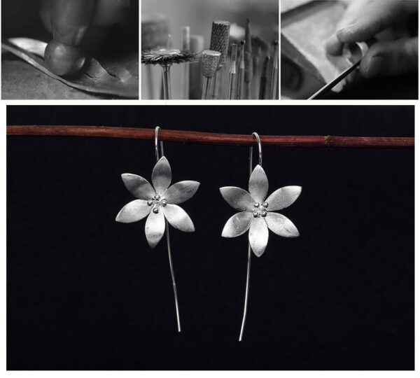 Lotus silver earrings - Image 4