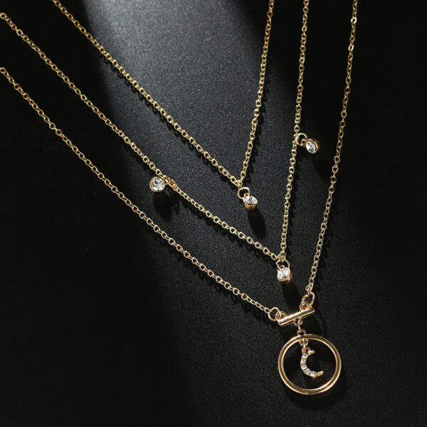 Tocona Bohemian Antique Gold Circle Moon Rhinestone Pendant Chokers Necklaces - Image 4