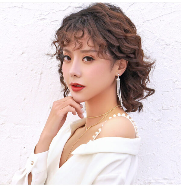 Long Tassel Crown Earrings Women's 925 Silver Needle - Image 2