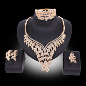 Crystal Necklace And Ear Jewelry Set Of Four Bridal Banquet Jewelry Set