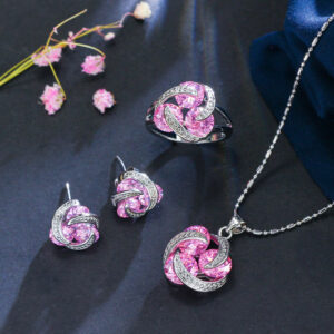 White gold/K white gold inlaid with gems Zircon jewelry set