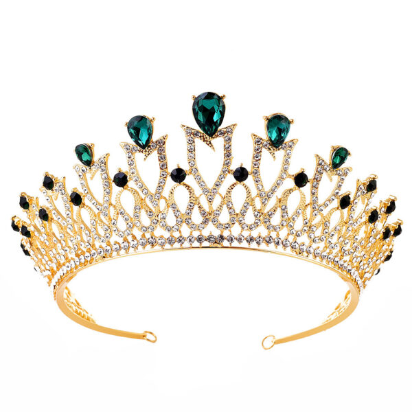 Korean Sweet Princess Alloy Rhinestone Multicolor Bridal Crown Headdress - Image 3