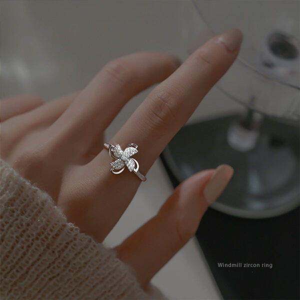 Luxury Cubic Zirconia Windmill Rings Rotating Fashion Jewelry  Creative Finger Spinning Ring - Image 3
