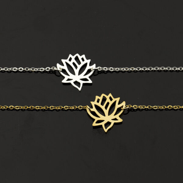 Stainless steel lotus bracelet - Image 2
