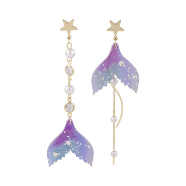 All-match Asymmetric Purple Fishtail Earrings from Korea - Image 3