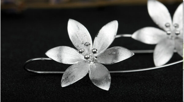 Lotus silver earrings - Image 5