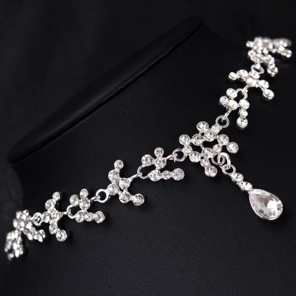 Korean Female Wedding Diamond Necklace Earrings Set Drop Bride Jewelry