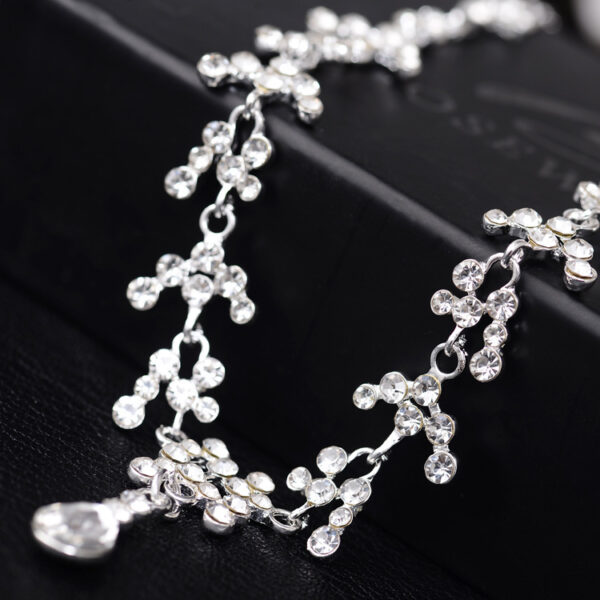 Korean Female Wedding Diamond Necklace Earrings Set Drop Bride Jewelry - Image 5