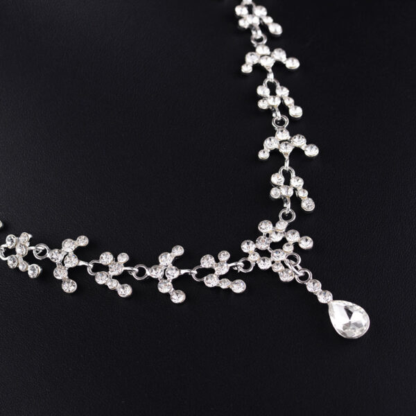 Korean Female Wedding Diamond Necklace Earrings Set Drop Bride Jewelry - Image 6