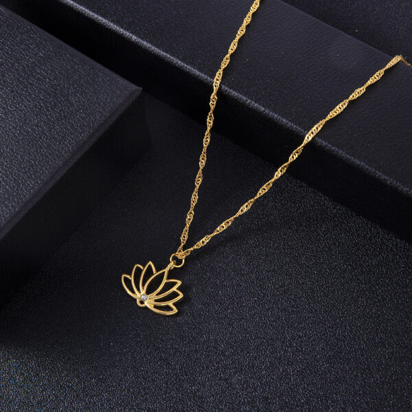 Necklace Ornament Fashion Simple Lotus Hollow Pendant Necklace Floral Lucky Pendant - Image 2