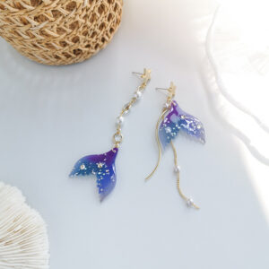 All-match Asymmetric Purple Fishtail Earrings from Korea