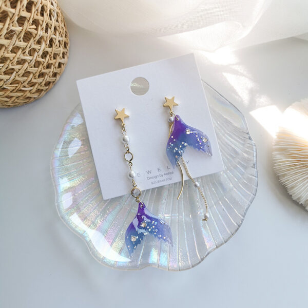 All-match Asymmetric Purple Fishtail Earrings from Korea - Image 4