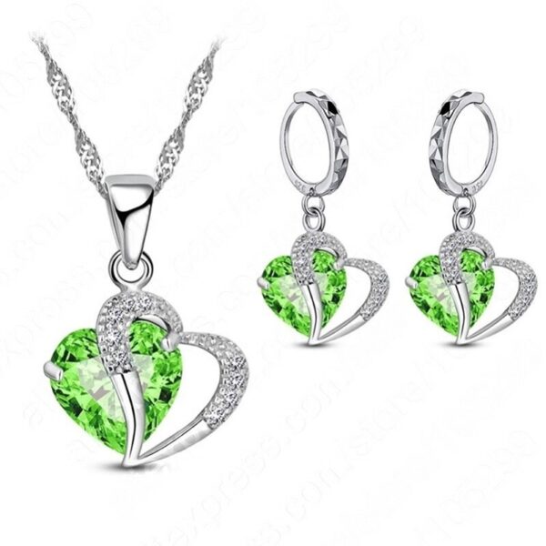 Heart-shaped Earrings Necklace Jewelry Set Decorations Wedding - Image 9