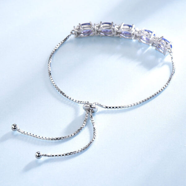 Bracelets For Women Gemstone Blue Topaz Adjustable Chain Link Bracelet - Image 3