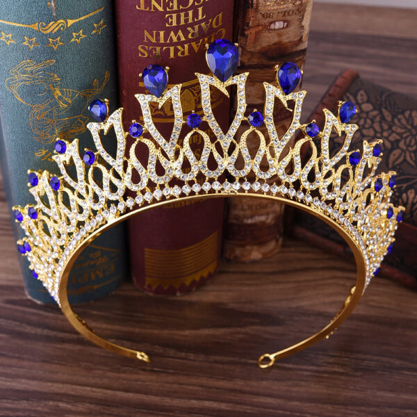 Korean Sweet Princess Alloy Rhinestone Multicolor Bridal Crown Headdress - Image 2