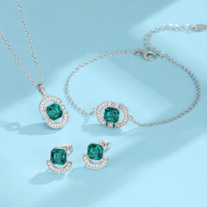 Necklace S925 Sterling Silver Square Jewelry Set