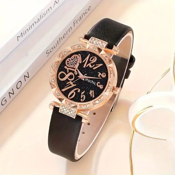 Diamond Dial Belt Quartz Watch Beaded Bracelet Suit - Image 4