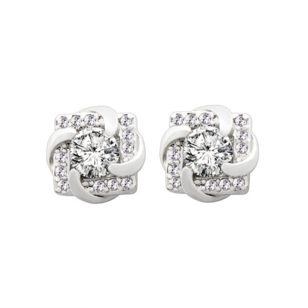 Korean Version Of Three Dimensional Petals Micro-studded Earrings With Diamonds - Image 5